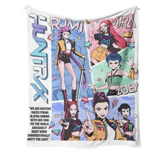 Kpop Demon Hunters Saja Boys Plush Throw Blanket, Flannel Nap Blanket for Sofa or Bed