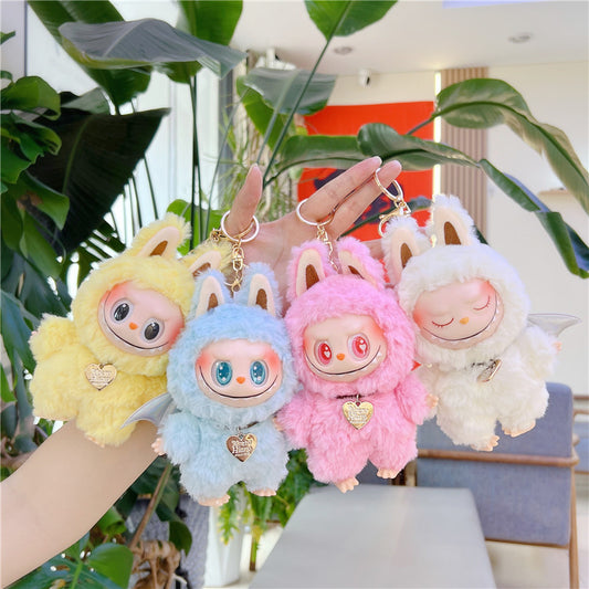 Labubu Soft Vinyl Plush Doll Keychain with Wings – Cute Mini Pendant Toy Necklace Charm