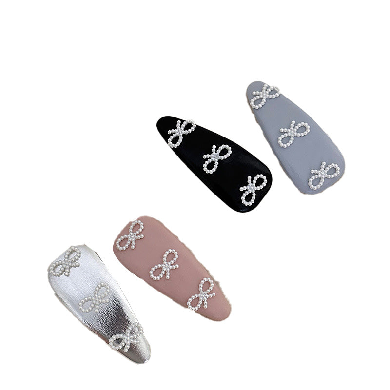 Cute Fake Pearl Bow Leather Hair Clips Side Barrettes