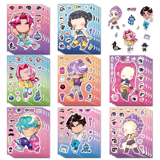 K-Pop Demon Hunters “Make a Face” Puzzle Stickers Set DIY Waterproof Reusable Craft Stickers