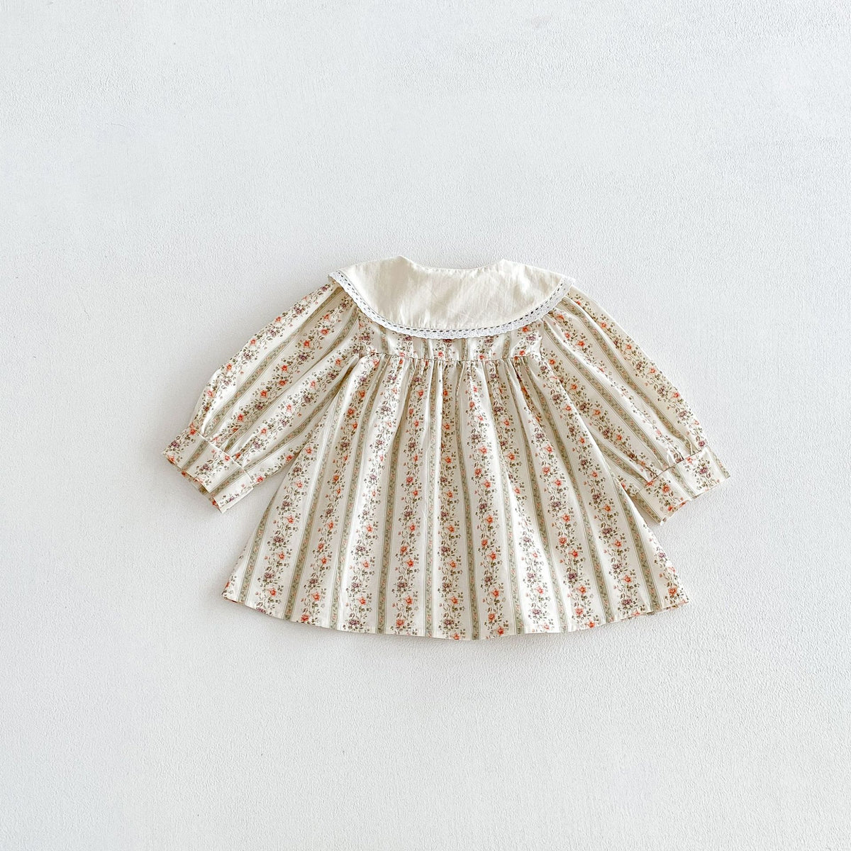 Girls’ Cotton-Rich Floral Dress with Embroidered Collar – In Stock
