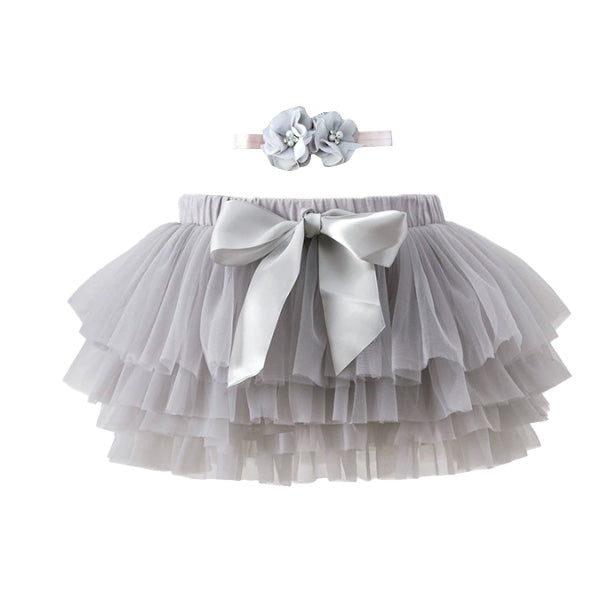 Toddler Girls Summer Colorful Tulle Skirt With Matching Headwear