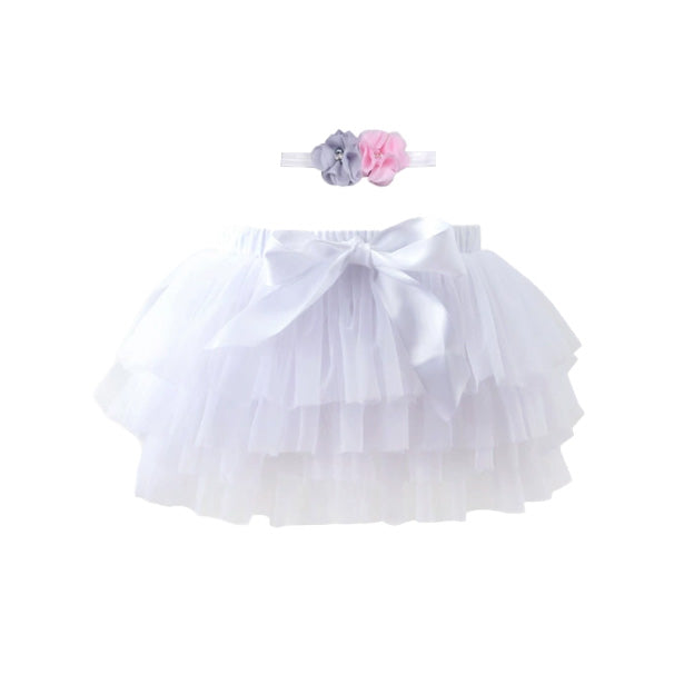 Toddler Girls Summer Colorful Tulle Skirt With Matching Accessory
