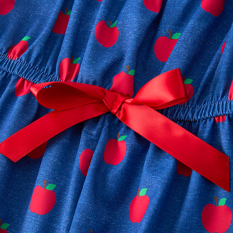 Girls Summer Chiffon Smocked Back To School Apple Jumpsuit