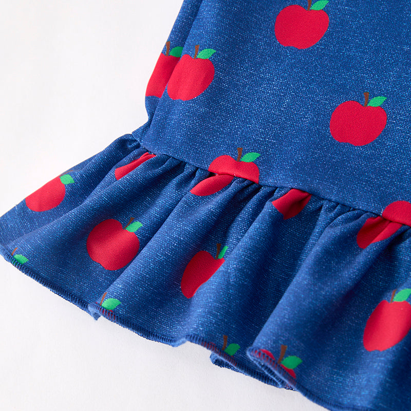 Girls Summer Chiffon Smocked Back To School Apple Jumpsuit