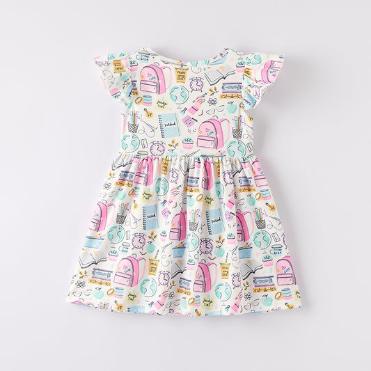 Girls Summer Back To School Print Twirl Dress