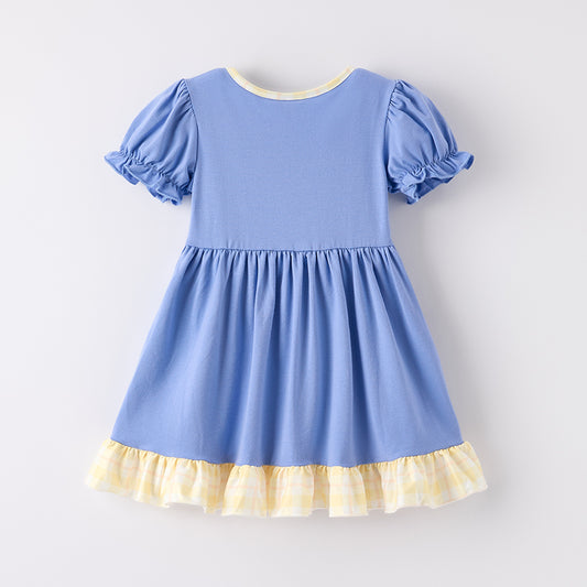 Girls Back To School Crayon Applique Short Sleeve Dress