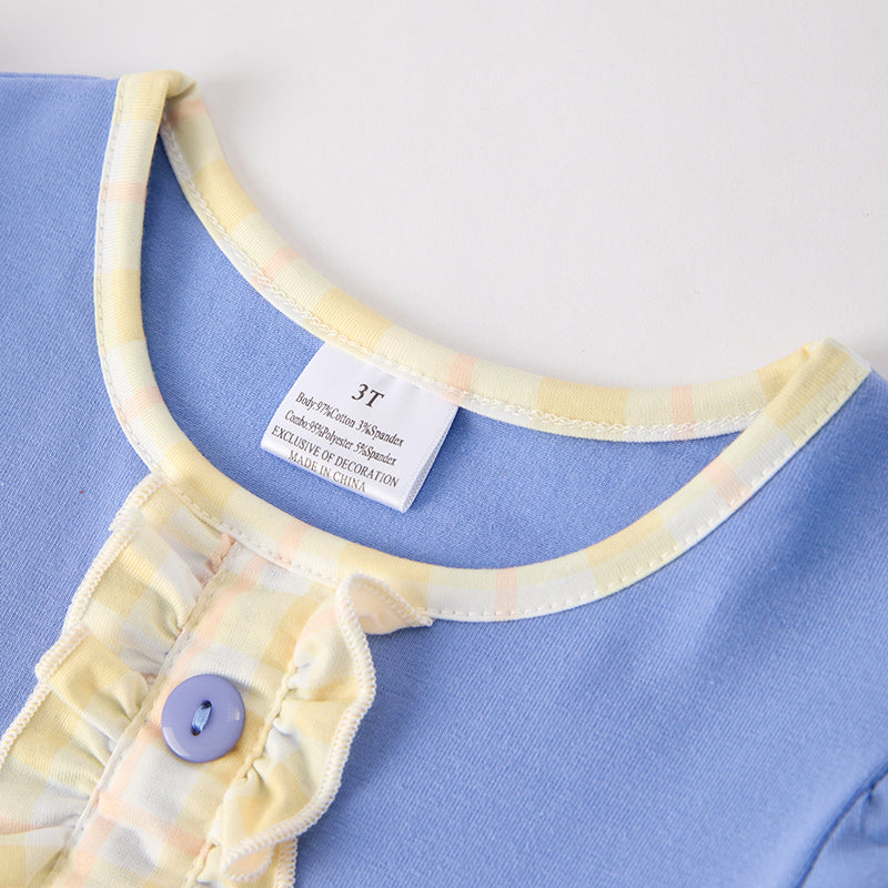 Girls Back To School Crayon Applique Short Sleeve Dress