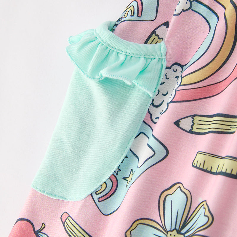 Girls Summer Back To School Ruffled Pocket Dress