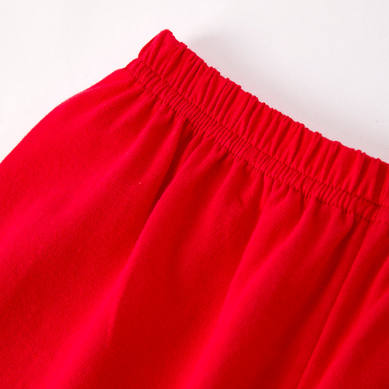 Boys Back To School Apple Applique Cotton Short Set