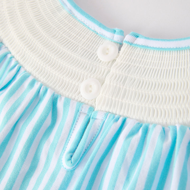 Grils Back To School Apple Bow Smocked Outfit Set