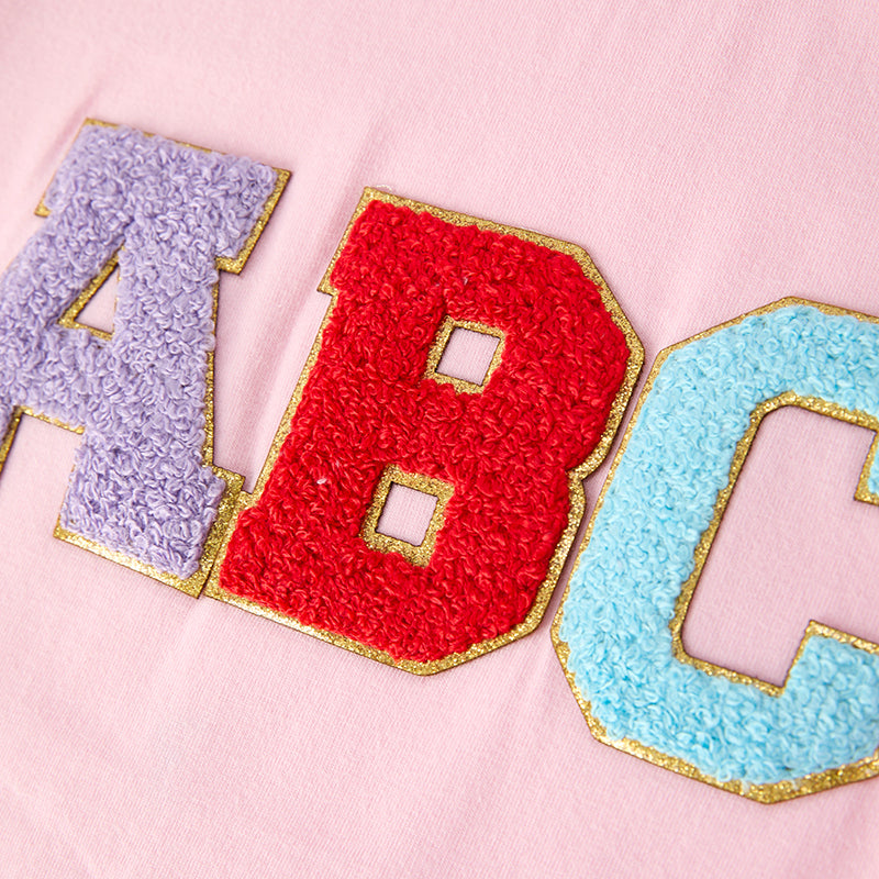 Girls Back To School ABC Chenille Applique Cotton Top