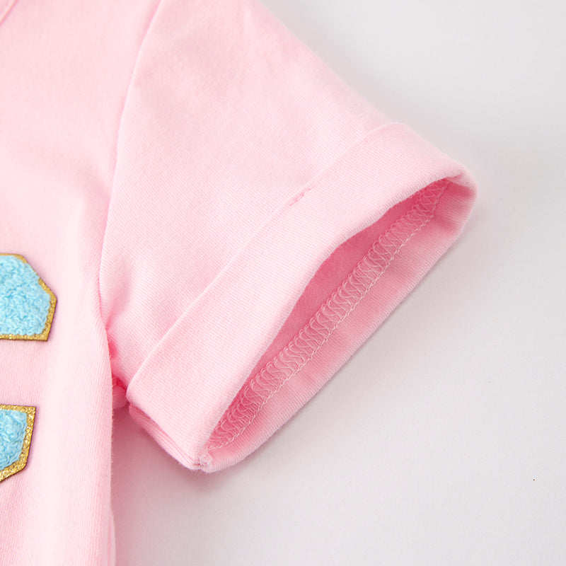 Girls Back To School ABC Chenille Applique Cotton Top