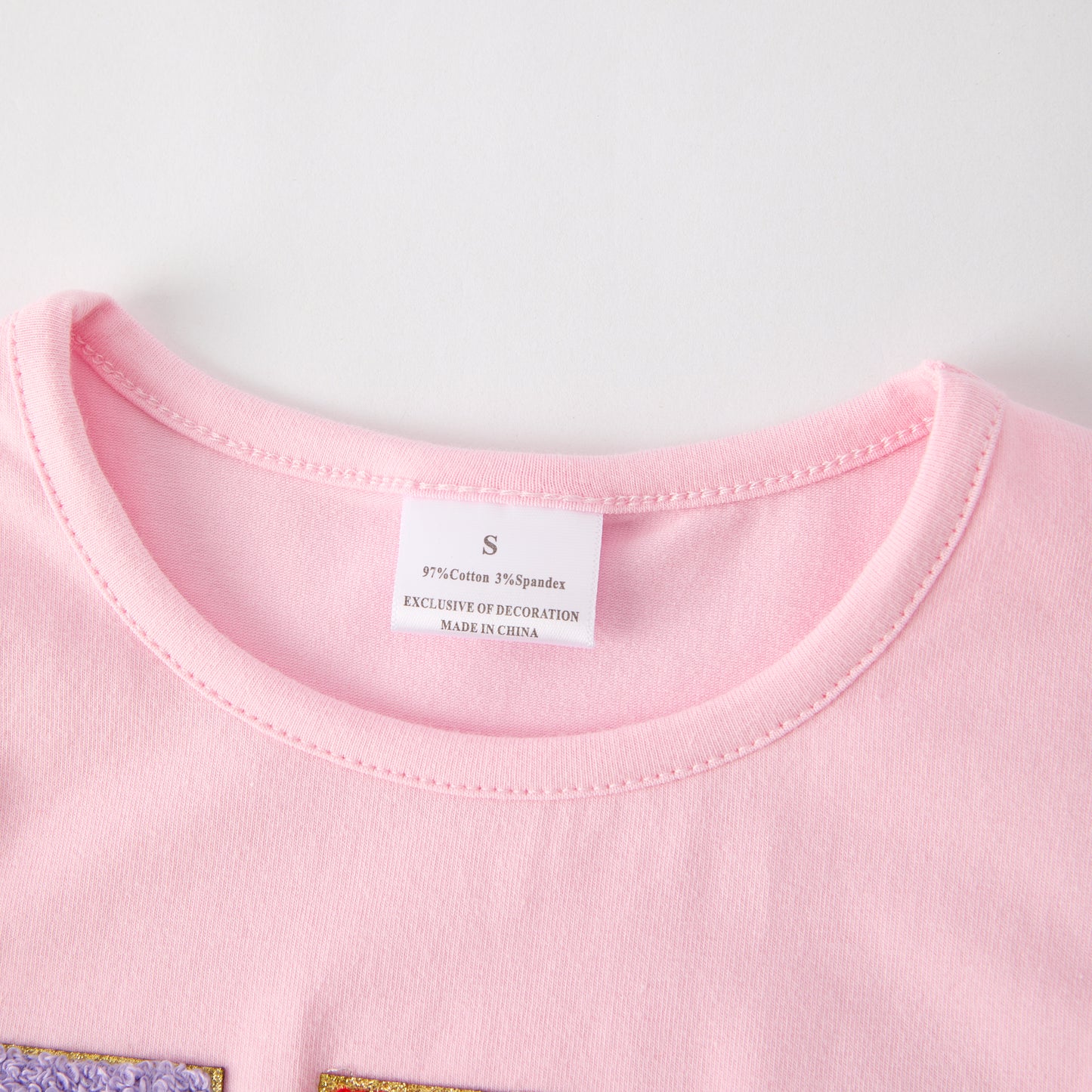 Girls Back To School ABC Chenille Applique Cotton Top