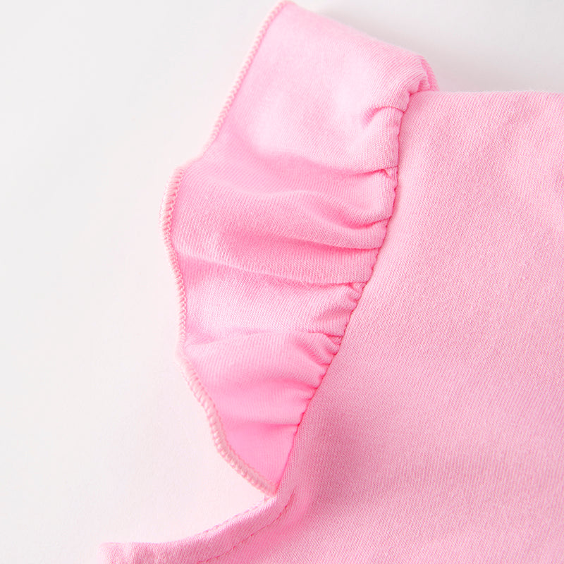 Girls Back To School Pink Bow Pencil Applique Short Set