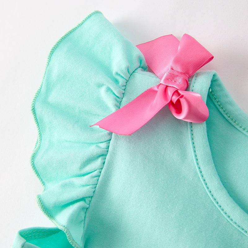 Girls Back To School Leopard Bow Print Short Set