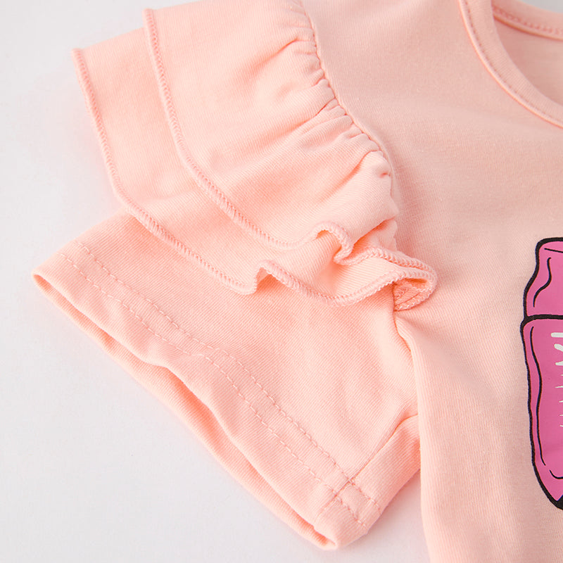 Girls Summer Bow Print Denim Short Set