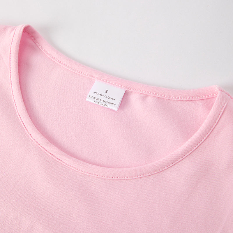 Adult Summer TEACH Chenille Patch Pink Cotton T-Shirt
