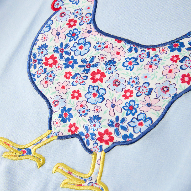 Girls Summer Fall Chick Embroidery Long Sleeves Pant Set