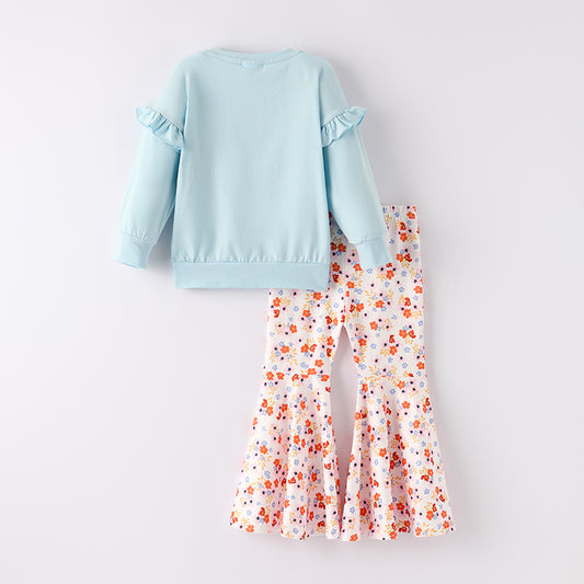 Girls Halloween Boo Applique Floral Bell Pant Set