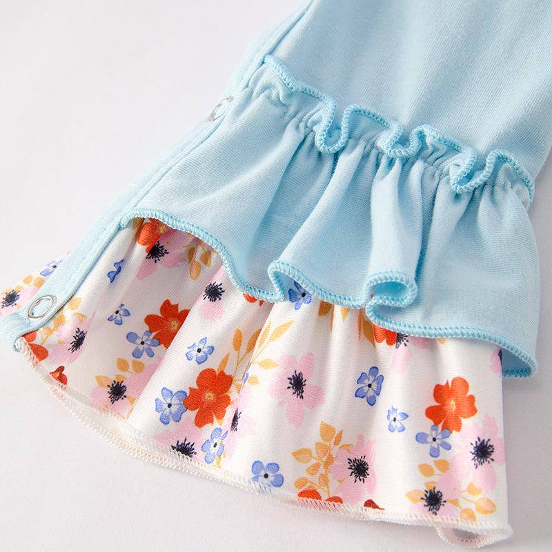 Girls Halloween Boo Ghost Applique Blue Romper