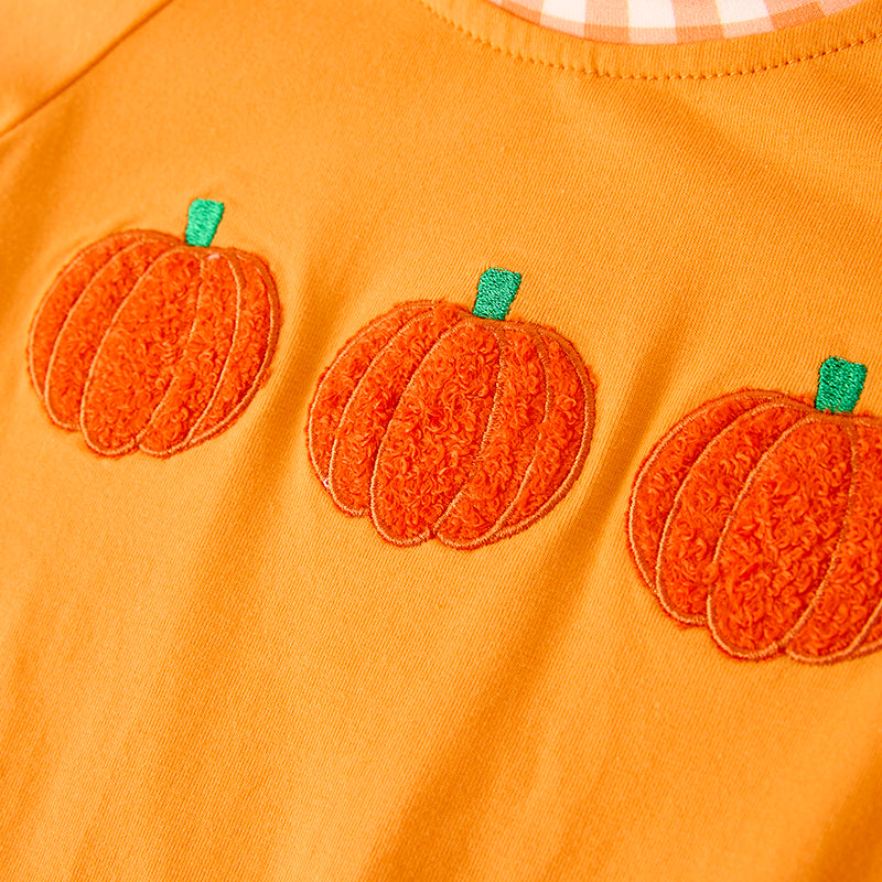 Baby Boy Halloween Pumpkin Chenille Patches Orange Romper