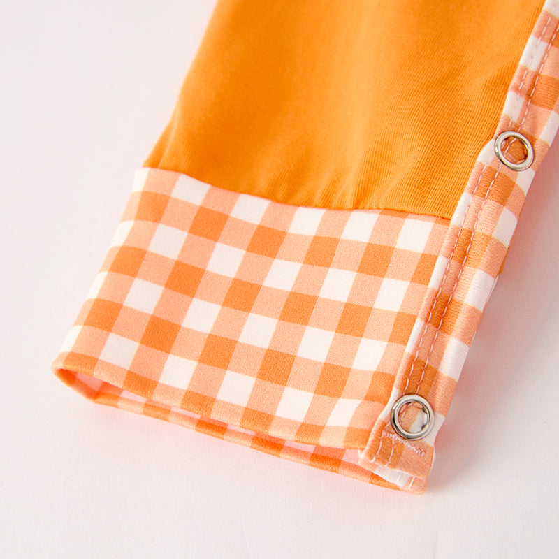 Baby Boy Halloween Pumpkin Chenille Patches Orange Romper