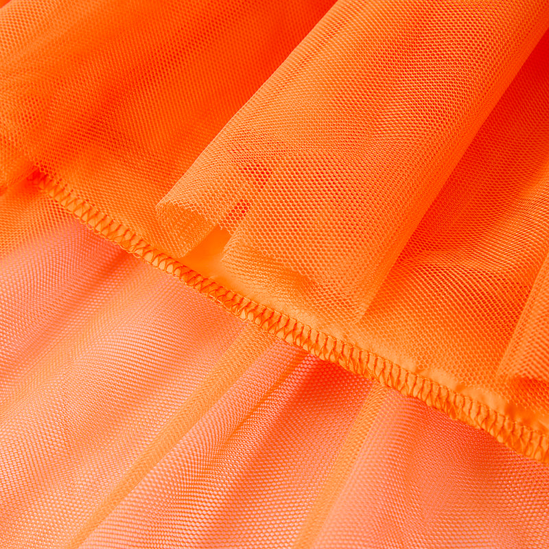 Girls Halloween Black Ghost Orange Tulle Dress