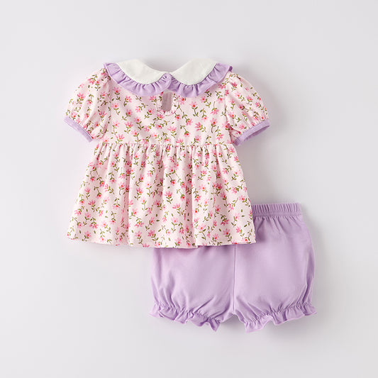 Baby Girls Halloween Corn Applique Lavender Romper Set