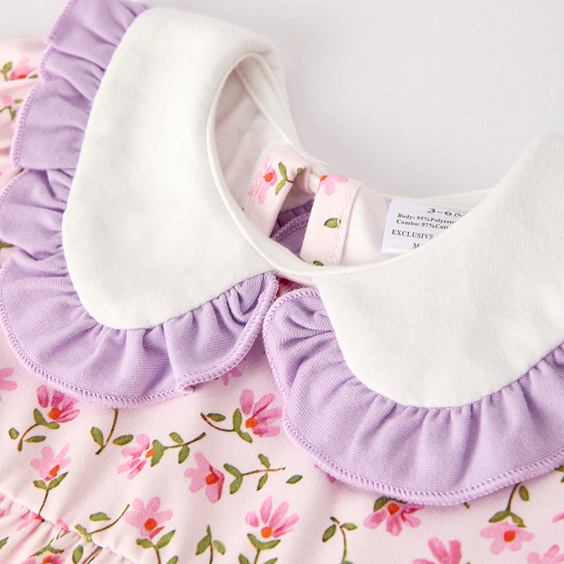 Baby Girls Halloween Corn Applique Lavender Romper Set