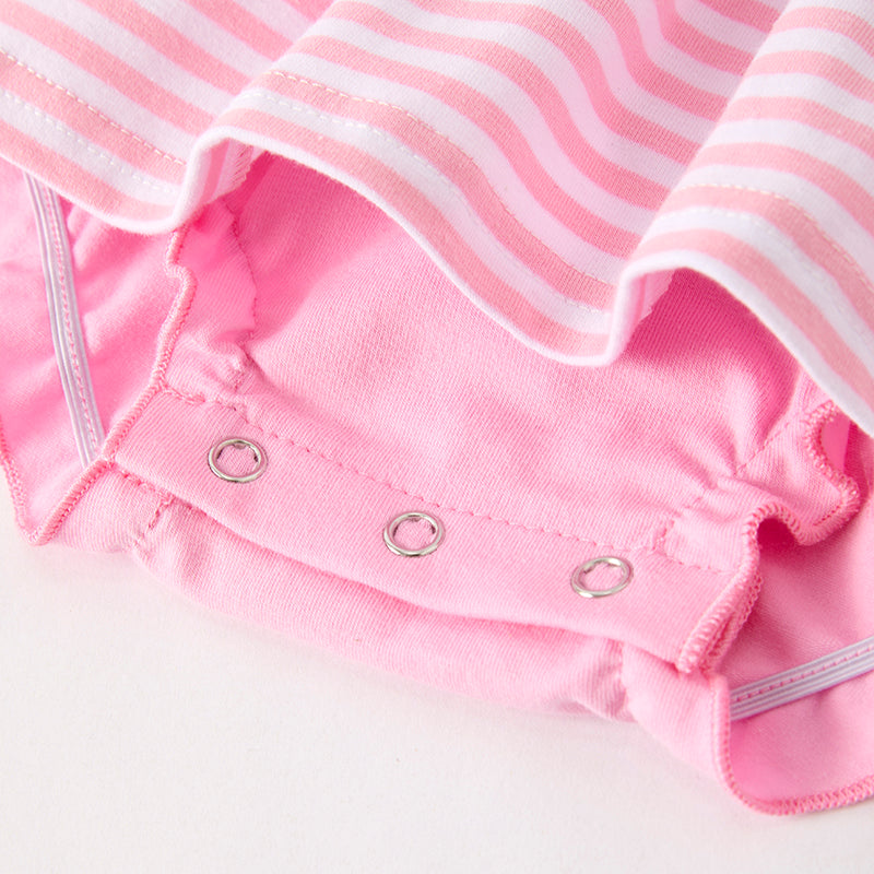 Baby Girls Halloween Pink Stripes Pumpkin Applique Romper