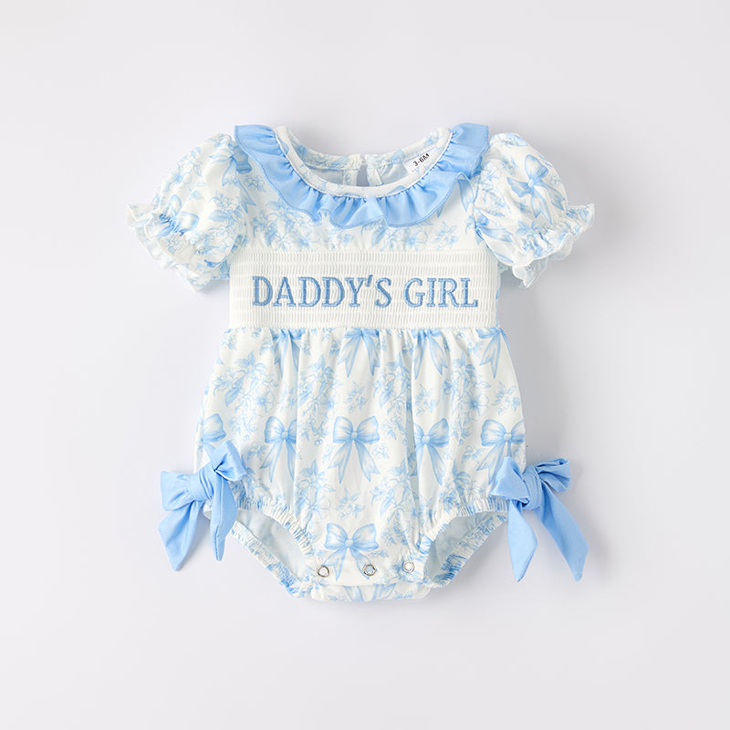 Father's Day Baby Kids "DADDY'S GIRL"Smocked Bubble Romper