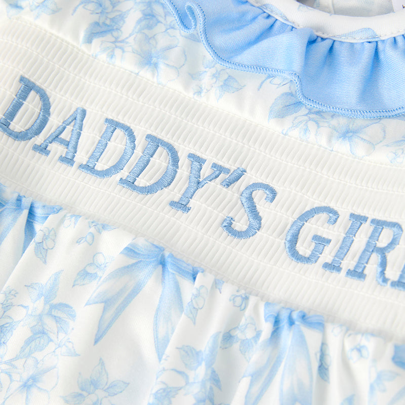 Father's Day Baby Kids "DADDY'S GIRL"Smocked Bubble Romper
