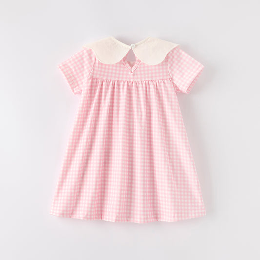 Girls Halloween Pink Plaid Ghost Applique Dress