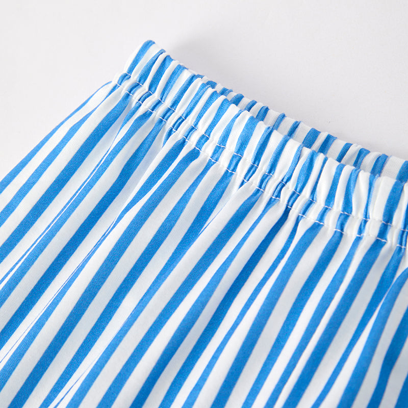 Father's Day Smocked "DADDY'S BOY" Blue Stripes Short Set