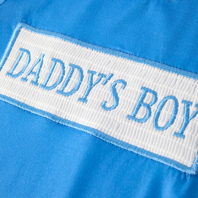 Father's Day Smocked "DADDY'S BOY" Blue Stripes Short Set