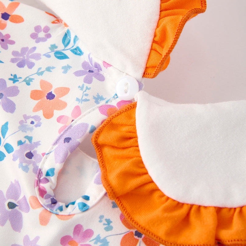 Pumpkin Embroidery Baby Girl Outfit โ Dress & Bloomer Set