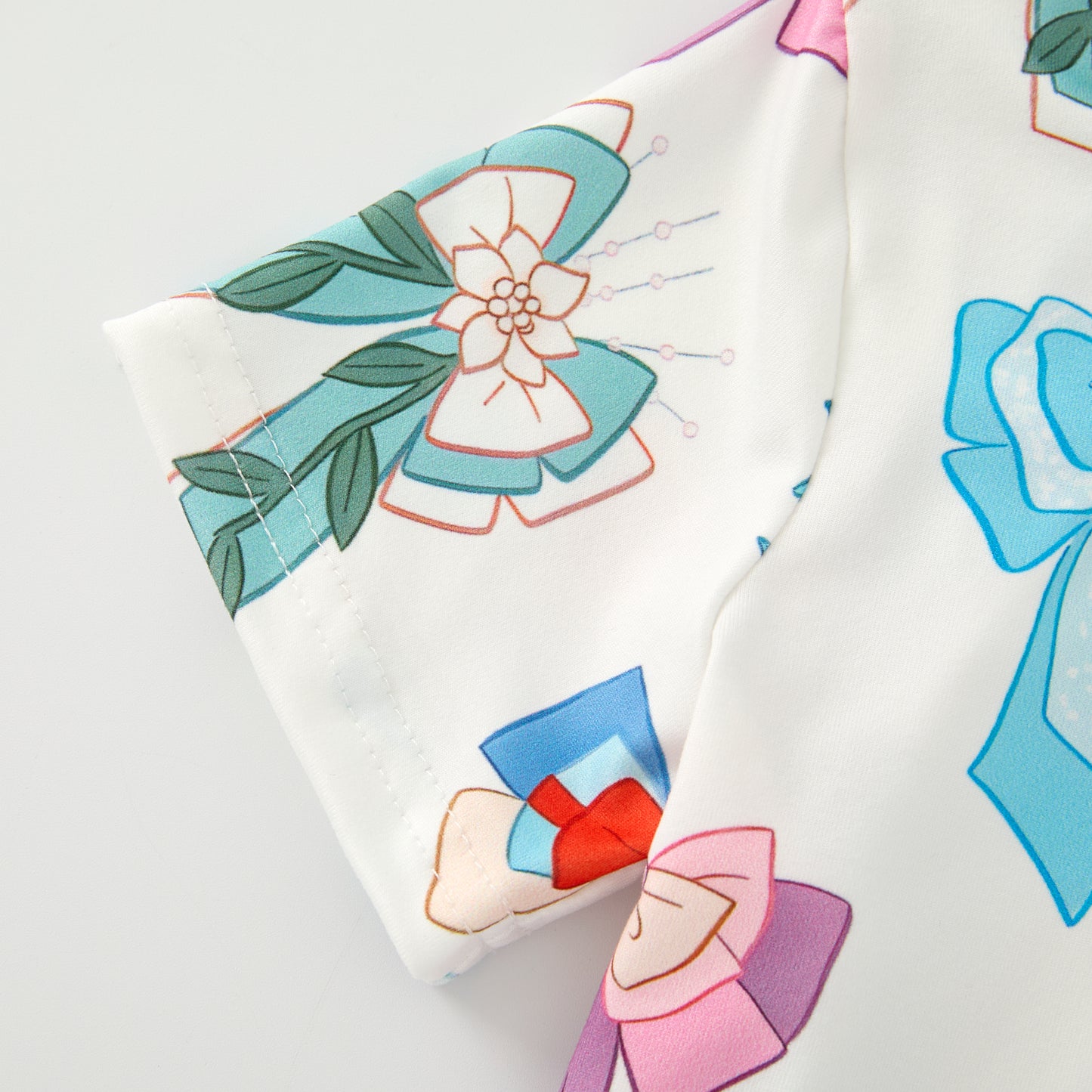 Girls Summer Colorful Bow Print Soft Skirt Set