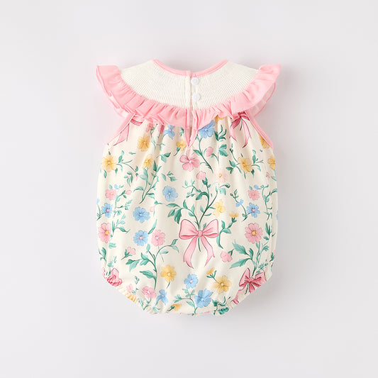 Baby Girls "I LOVE DAD" Smocked Pocket Bubble Romper