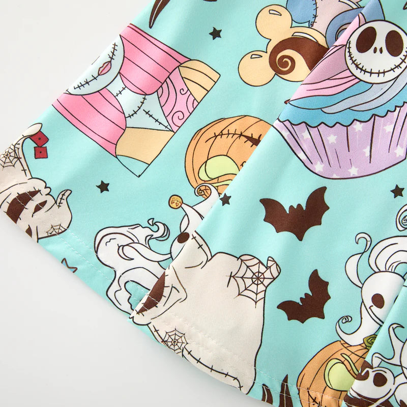 Girls Halloween Pumpkin Ghost Nightmare Twirl Dress