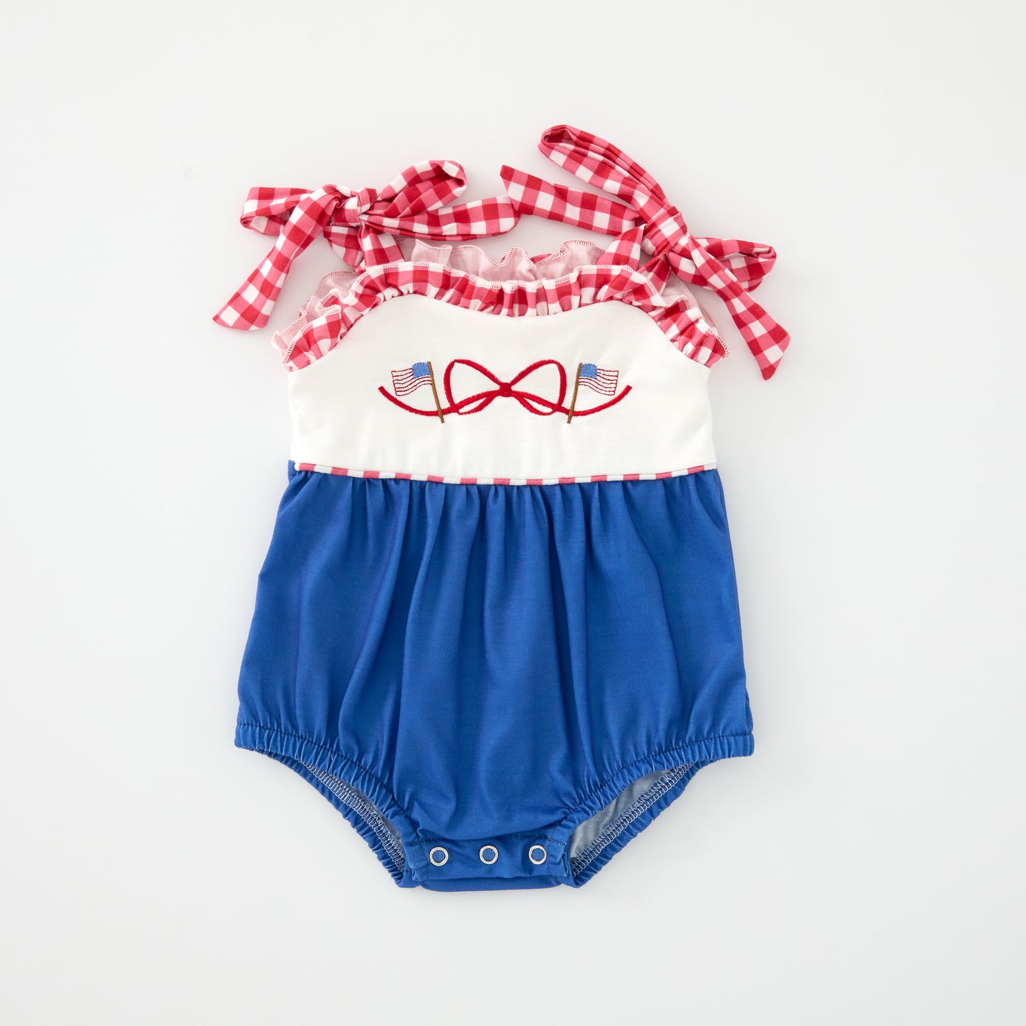Siblings July 4th Flag Bow Embroidered Matching Clothes