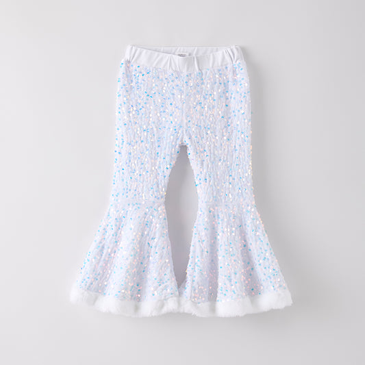 Girls Fall Winter White Sequins Bell Pant