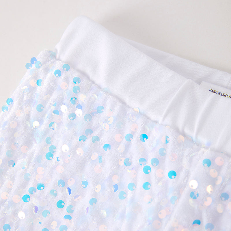 Girls Fall Winter White Sequins Bell Pant