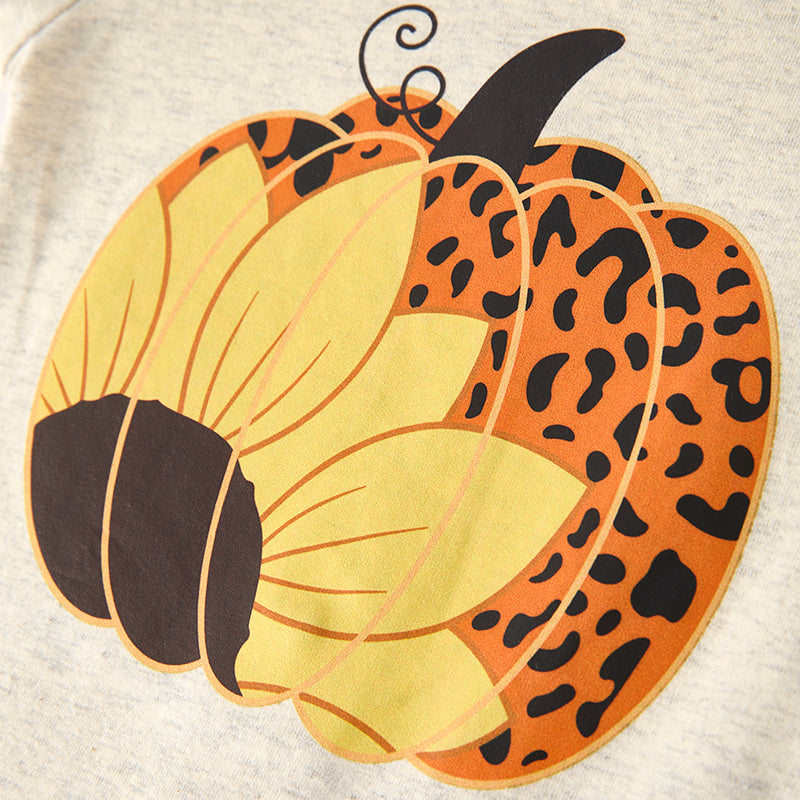 Baby Girls Pumpkin Sunflower Print Fall Halloween Romper