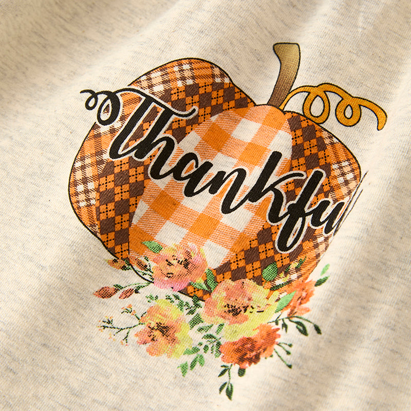 Girls Thanksgiving 3 Pieces Orange Plaid Scarf Set