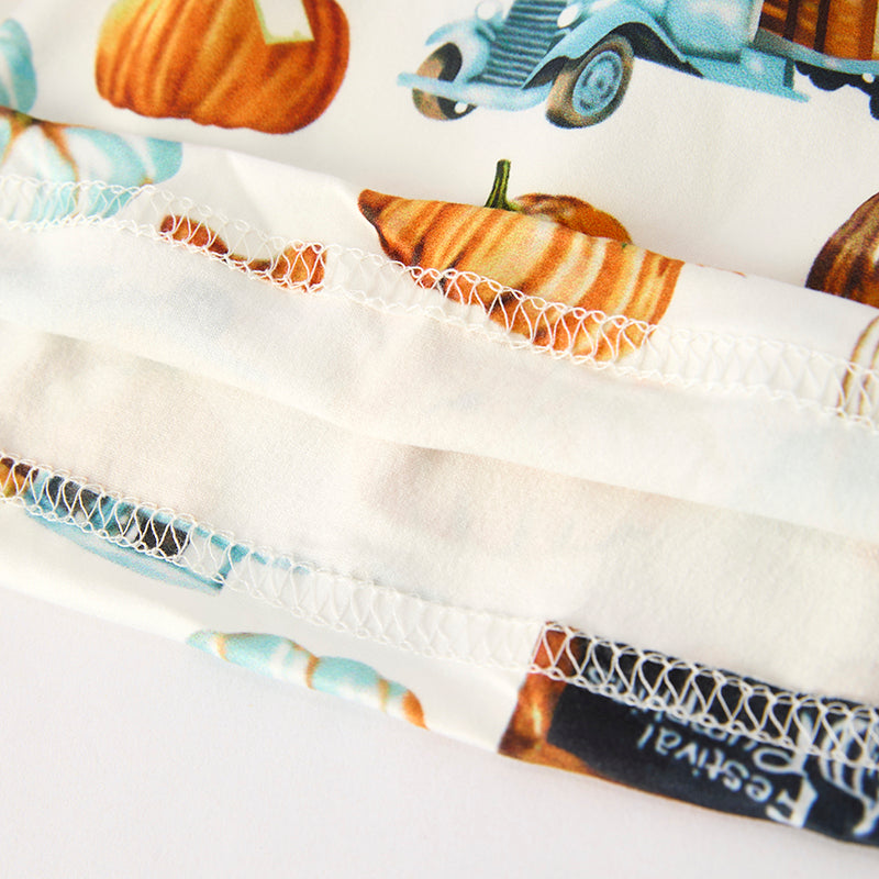 Girls Halloween Fall Pumpkin Denim Pant Set