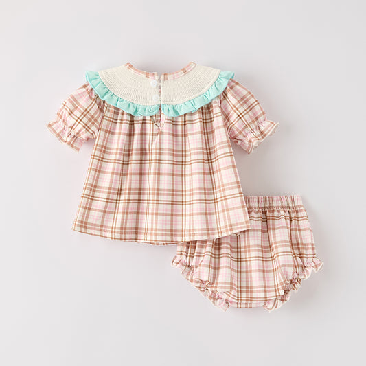 Baby Girls Thanksgiving Turkey Smock Embroidery Romper Set