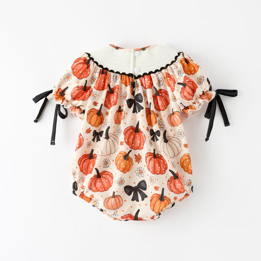 Baby Girls Halloween MAMA'S PUMPKIN Embroidery Romper