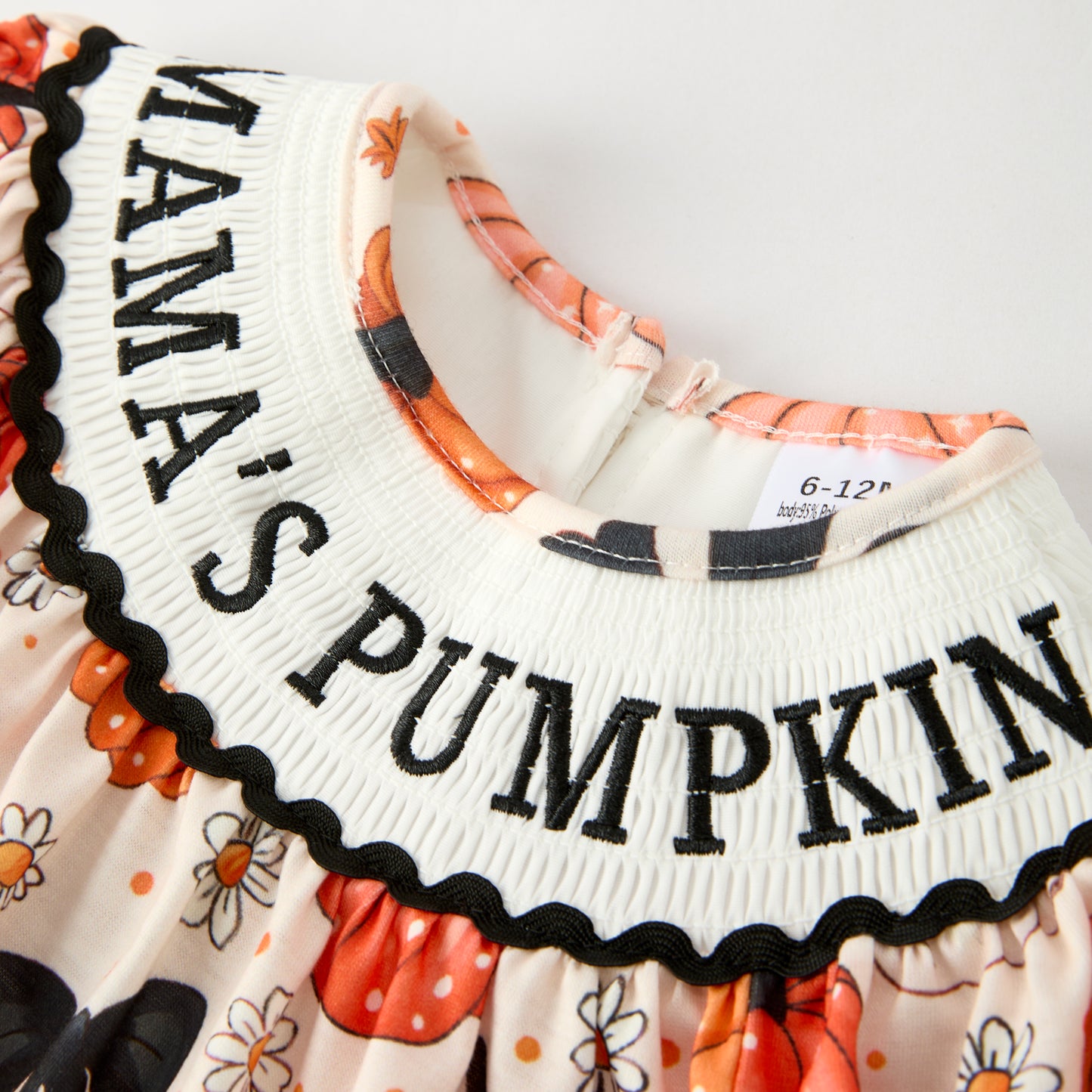 Baby Girls Halloween MAMA'S PUMPKIN Embroidery Romper