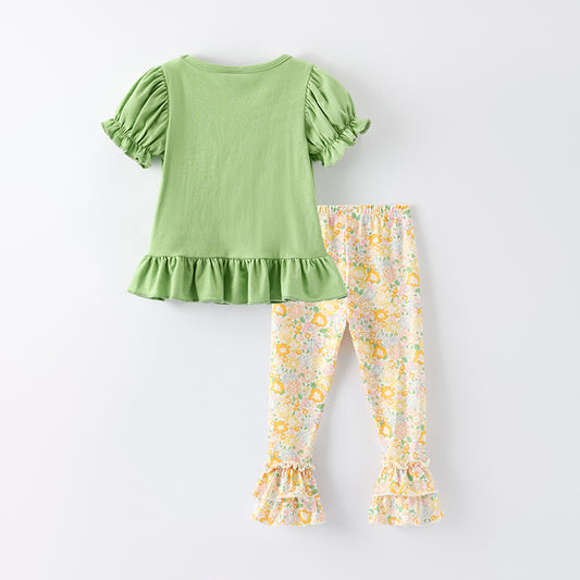 Girls Fall Thanksgiving Scarecrow Applique Top+Pant Set